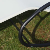 Outsunny Double Chaise Lounger Garden Rocker Sun Bed Outdoor Hammock Chair Texteline with Pillow Cream White(m-10)