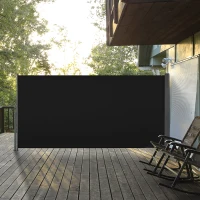 Outsunny 118" x 63" Side Awning, Retractable Privacy Screen & Driveway Guard, Instant Outside Screen, Wall, or Fence, Side Shade and Wind Block for Indoor Outdoor, Garden, Black(m-10)