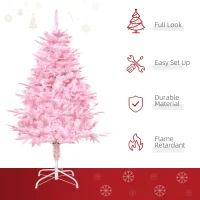 HOMCOM 4FT Artificial Christmas Tree Holiday Xmas Tree Decoration with Automatic Open for Home Party, Pink(m-4)