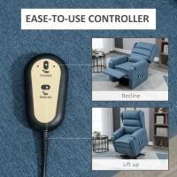 HOMCOM Lift Chair for Elderly, Power Chair Recliner with Footrest, Remote Control, Side Pockets for Living Room, Blue(m-6)