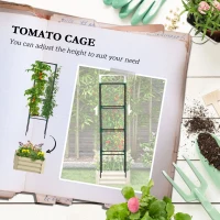 Outsunny Galvanized Planter Box, 24" x 24" x 73.5" Raised Garden Bed with Tomato Cage for Climbing Vines, Cream(m-4)