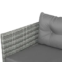 Outsunny 3 Piece Patio Furniture Set, Rattan Outdoor Sofa Set with Chaise Lounge & Loveseat, Soft Cushions, Tempered Glass Table, L-Shaped Sectional Couch, Charcoal(m-9)
