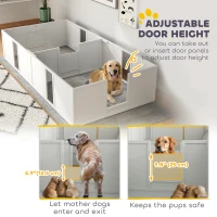 PawHut Whelping Box for Dogs and Puppies, Dog Birth Supplies Indoor w/ Adjustable Height Doors, for Large Sized Dogs(m-4)