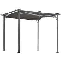 Outsunny 10' x 10' Outdoor Retractable Pergola Canopy, Metal Patio Shade Shelter for Backyard, Porch Party, Garden, Grill Gazebo, Grey(m-2)