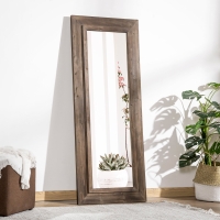 HOMCOM 59" x 23.5" Full Length Mirror, Farmhouse Wall Mount and Leaner Floor Mirror, Vertical and Horizontal for Bedroom, Dark Brown