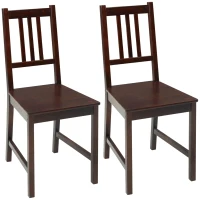 HOMCOM Wooden Dining Chairs Set of 2, Kitchen Chairs with Slat Back, Solid Structure for Living Room and Dining Room, Coffee(m-11)