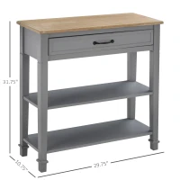 HOMCOM Modern Style Sofa Console Entry Hallway Table with Drawer and Shelves, Sturdy Build, and Large Storage, Grey(m-3)