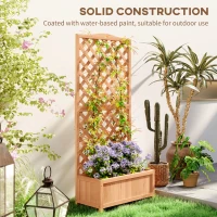Outsunny Wood Planter with Trellis for Vine Climbing, Raised Garden Bed to Grow Vegetables for Backyard, 30" x 14" x 67", Brown(m-7)