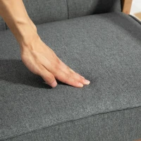 HOMCOM Modern Accent Chair with Button Tufted Back, Line-feel Fabric Armchair with Solid Wood Frame for Bedroom, Grey(m-10)