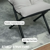 HOMCOM Lazy Chair and Ottoman Set, Fabric Upholstered Accent Chair with Side Pockets, for Living Room, Bedroom, Light Gray(m-5)