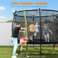Soozier 10ft Outdoor Trampoline with Net Enclosure, Curved Poles and Safety Pad, ASTM Approved, Black(m-5)