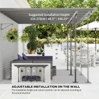 Outsunny 14.5' x 10' Aluminum Polycarbonate Pergola with UV Blocking for Outdoor Wall-Mounted Use, Family Shade, Gray(m-4)