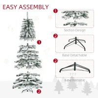 HOMCOM 7.5ft Artificial Snow Flocked Christmas Tree Xmas Tree Holiday Home Indoor Decoration for Party with Foldable Feet, Green(m-6)