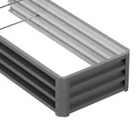 Outsunny L-Shaped Raised Garden Bed, 82" x 109" x 12" Galvanized Steel Planter Box with Multi-reinforced Rods for Vegetables, Flowers and Herbs, Dark Grey(m-10)