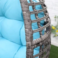 Outsunny Rattan Egg Chair with Cushion, Sky Blue(m-9)