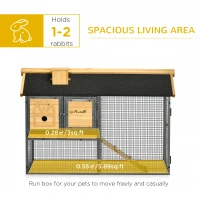 PawHut 47" Wooden Rabbit Hutch Outdoor with Run, Metal Frame, 2-Story Bunny Rabbit Cage with Removable Tray, Ramp, Bunny Hutch with Space-Saving Design for Rabbits, Chickens, Ducks(m-4)