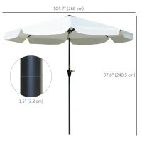 Outsunny 8.5 ft Outdoor Market Table Umbrella, Round Patio Umbrella with Tilt and Crank for Garden, Backyard, Deck, Cream White(m-3)