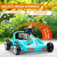 Qaba 6V Electric Go Kart for Aged 3-5 Kids with Music, Light, Horn, Blue(m-4)