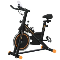 Soozier Upright Stationary Exercise Bike, Cardio Workout Training Bicycle w/ Adjustable Resistance LCD Monitor, Orange(m-2)