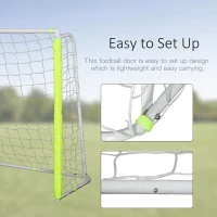 Soozier 6ft x 4ft Soccer Goal Net with Metal Frame, PE Mesh, Ground Stakes, Easy Assembly, Yellow(m-4)