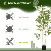 HOMCOM Set of 2 6ft Artificial Tree, Indoor Fake Bamboo with Pot, for Home Office Living Room Decor(m-6)