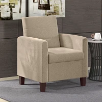 HOMCOM Fabric Accent Chair, Modern Armchair with Seat Cushion and Non-Slip Pads for Living Room, Bedroom, Light Brown(m-1)