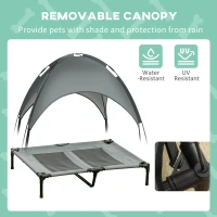 Pawhut Large Elevated Dog Bed 6.2" L X 29.9" W 36.2" H Foldable Outdoor Cat Dog Canopy Cot w/ Carry Bag Grey(m-6)