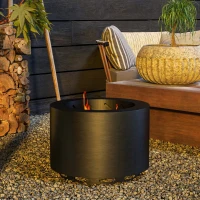 Outsunny Smokeless Fire Pit, Portable Camping Bonfire Stove with Poker for Backyard Patio Picnic, Steel, Black(m-7)