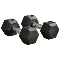 Soozier Rubber Dumbbells Weight Set, Total 30lbs Dumbbell Hand Weight for Body Fitness Training for Home Office Gym, 2 x 15lbs(m-11)