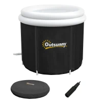 Outsunny Cold Plunge Tub, Portable Ice Bath Cold Water Therapy Tub with Thermo Lid, for Athletes Recovery, Black(m-11)