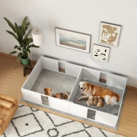 PawHut Whelping Box for Dogs and Puppies, Dog Birth Supplies Indoor w/ Adjustable Height Doors, for Large Sized Dogs(m-1)