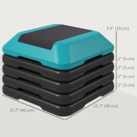 Soozier 5-Level Height Adjustable Stepper, Aerobic Exercise Step Platform, 4" 6" 8" 10" 12", Blue(m-3)