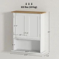 HOMCOM Wall Mounted Bathroom Cabinet, Modern Bathroom Wall Cabinet with 2 Doors and Adjustable Shelf, White(m-4)