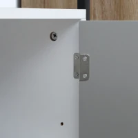 HOMCOM Storage Cabinet with Open Shelf and Double Door Cupboard, Accent Cabinet with Herringbone Panel and Steel Frame, Gray(m-8)