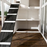 PawHut 68.7" H Cat Cage Large Wooden Outdoor Cat House with Large Run for Play, Catio for Lounging, and Condo Area for Sleeping, White(m-10)