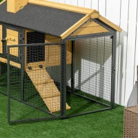 PawHut 47" Wooden Rabbit Hutch Outdoor with Run, Metal Frame, 2-Story Bunny Rabbit Cage with Removable Tray, Ramp, Bunny Hutch with Space-Saving Design for Rabbits, Chickens, Ducks(m-8)