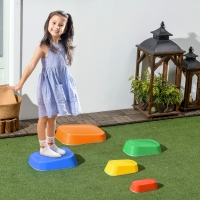 Outsunny 5 PCs Kids Stepping Stones, Obstacle Course Sensory Play Equipment for 3-8 Years, Indoor Outdoor Use