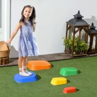 Outsunny 5 PCs Kids Stepping Stones, Obstacle Course Sensory Play Equipment for 3-8 Years, Indoor Outdoor Use(m-1)