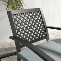 Outsunny 5-Piece Outdoor Dining Set with 4 Stackable Cushioned Armchairs, Patio Furniture Sets with Umbrella Hole Metal Plate Table, for Garden Deck Poolside Lawn Yard, Grey(m-7)