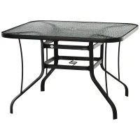 Outsunny 42-inch Patio Dining Table with Umbrella Hole Square Outdoor Bistro Table for Garden Lawn Backyard, Steel(m-11)