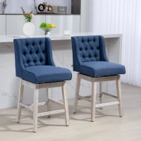 HOMCOM Swivel Bar Stools Set of 2, 27" Counter Height Stools with Linen Upholstery and Button Tufted Design for Kitchen(m-10)