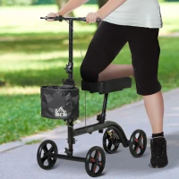 HOMCOM Knee Scooter, Foldable Steerable Knee Walker with Dual Braking System, Basket, 8" Wheels, Height Adjustable Leg Rest and Handles, Crutch Alternative for Foot Injuries, Black(m-8)