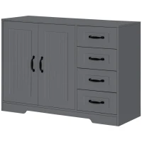 HOMCOM Modern Kitchen Storage Cabinet, Sideboard Buffet Cabinet with Drawers and Beadboard Door, Grey(m-2)