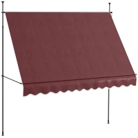 Outsunny 10' x 4' Manual Retractable Awning, Non-Screw Freestanding Patio Awning, UV Resistant, for Window or Door, Wine Red(m-11)