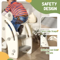 Qaba 3 in 1 Toddler Slide for Years 1-3 w/ Basketball Hoop, Climber, Elephant-Themed(m-6)
