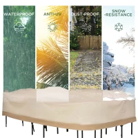 Outsunny 84B-059 129.9-Inch Oval Patio Table and Chair Set Cover, Beige/Coffee Sofa Set(m-6)