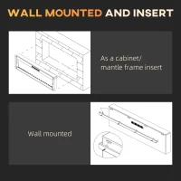 HOMCOM 36" Recessed or Wall Mounted Electric Fireplace Heater with Remote Control, Adjustable Flame Color and Brightness(m-8)