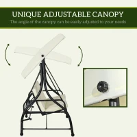 Outsunny Convertible Patio Swing Bed with Canopy and Cushions, 3 Seater Porch Swing for Outdoor, Backyard, Garden, Cream White(m-4)