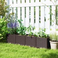 Outsunny Plastic Raised Garden Bed, Outdoor Planter Box with Drainage Holes for Patio, Balcony, 63" x 15.7" x 14.6", Brown(m-9)
