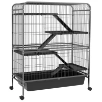PawHut 53.5"H Small Animal Cage 5-Level Metal Ferret Cage for Rabbits(m-11)